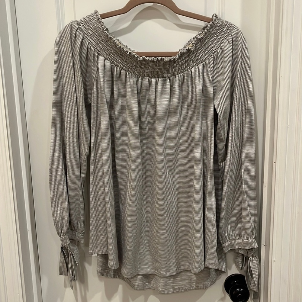 Striped off the shoulder top